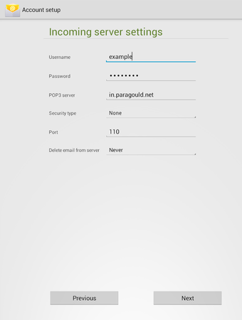 android - Incoming server settings android - Incoming server settings