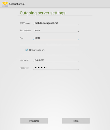 android - outgoing server settings android - outgoing server settings